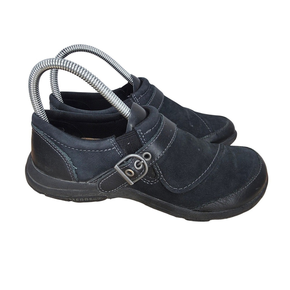 Merrell Dassie Slip On Shoes Women 6 Black Leather Comfort Granola J69078 Buckle